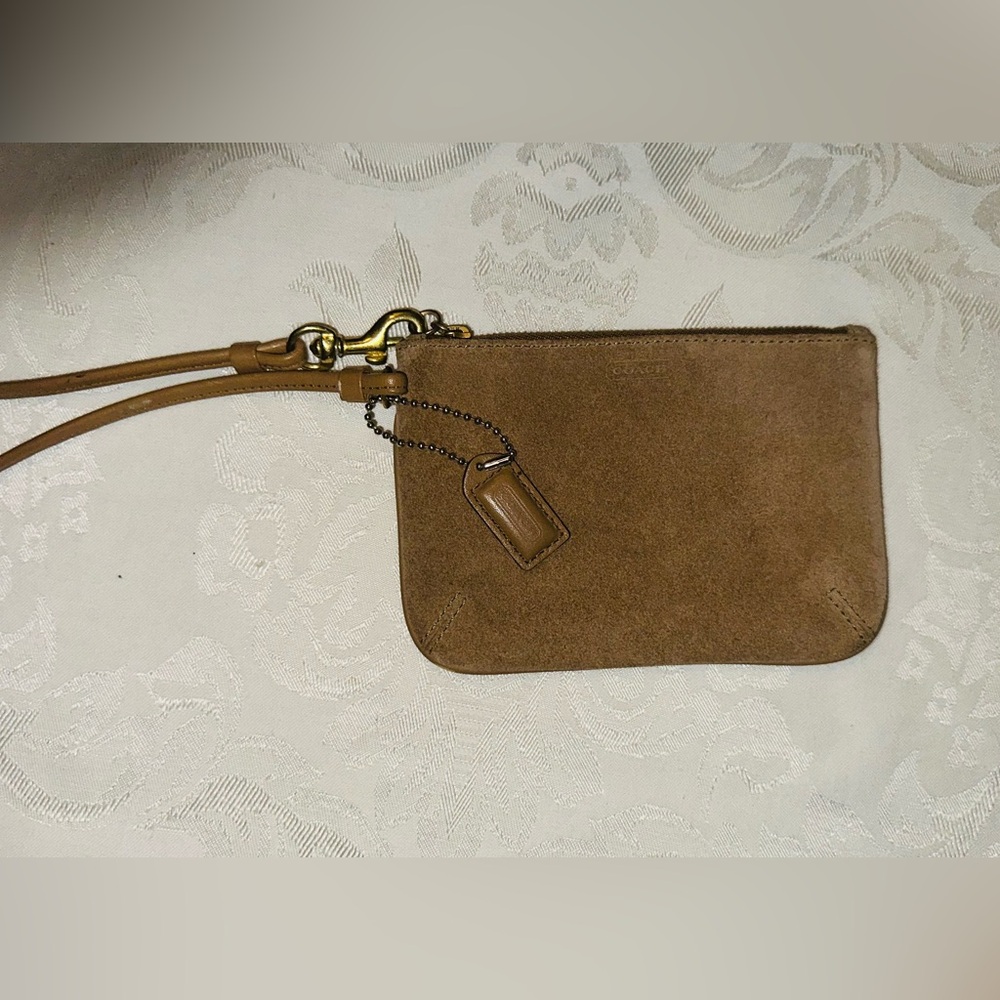 Coach Suede Wristlet in Tan EUC